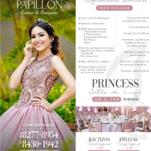 Celebración Quinceaños - Princess - Papillon Eventos y Banquetes